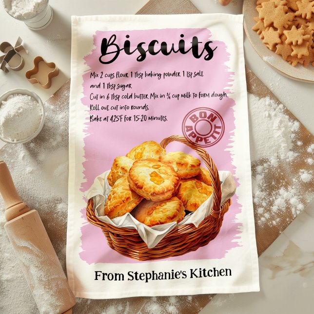 Biscuit Recipe Personalised Tea Towel (Creator Uploaded)
