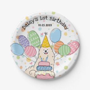 Biscuit Samoyed Dog Birthday Party Paper Plates