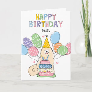 Biscuit White Samoyed Dog Happy Birthday Card