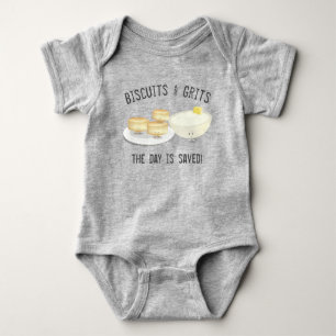 Biscuits and Grits Cute Food Cartoon Baby Bodysuit