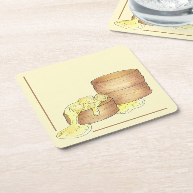Biscuits and Sausage Gravy Chef Diner Restaurant Square Paper Coaster (Angled)