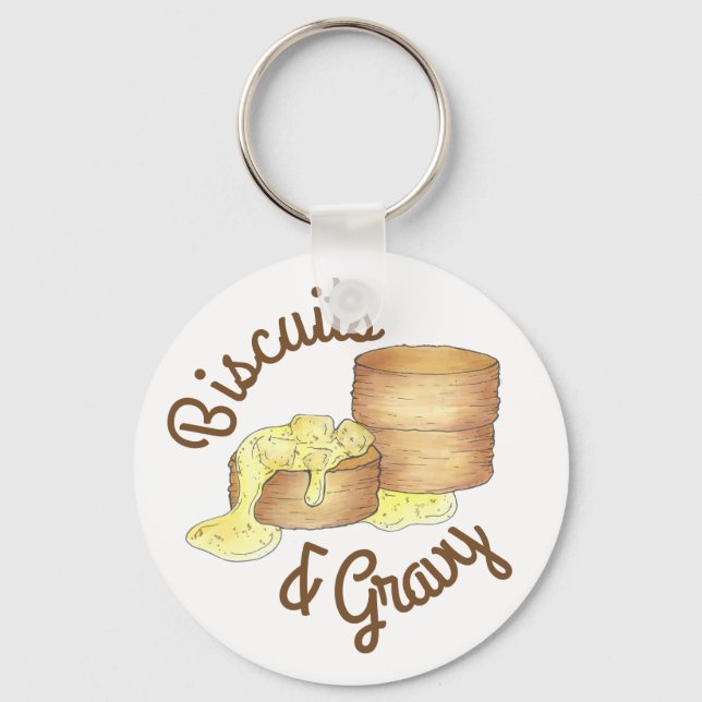 Biscuits and Sausage Gravy Southern Breakfast Food Key Ring (Front)