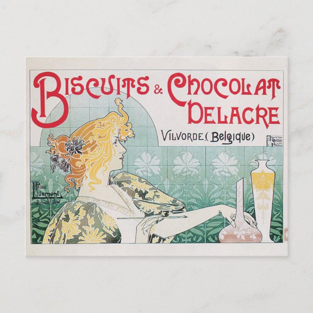 Biscuits Chocolate Vintage Food Ad Art Postcard (Front)