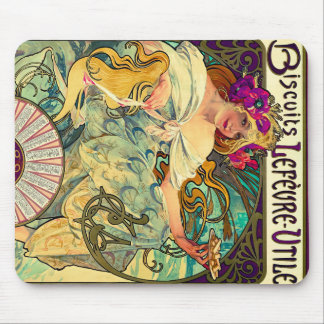 Biscuits Lefevre-Utile by Alphonse Mucha (1896) Mouse Mat