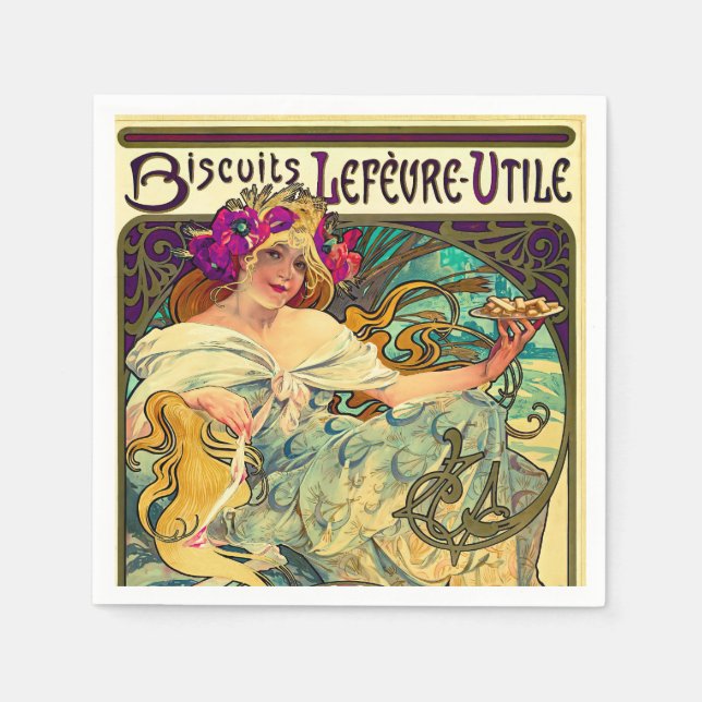 Biscuits Lefevre-Utile by Alphonse Mucha (1896) Napkin (Front)