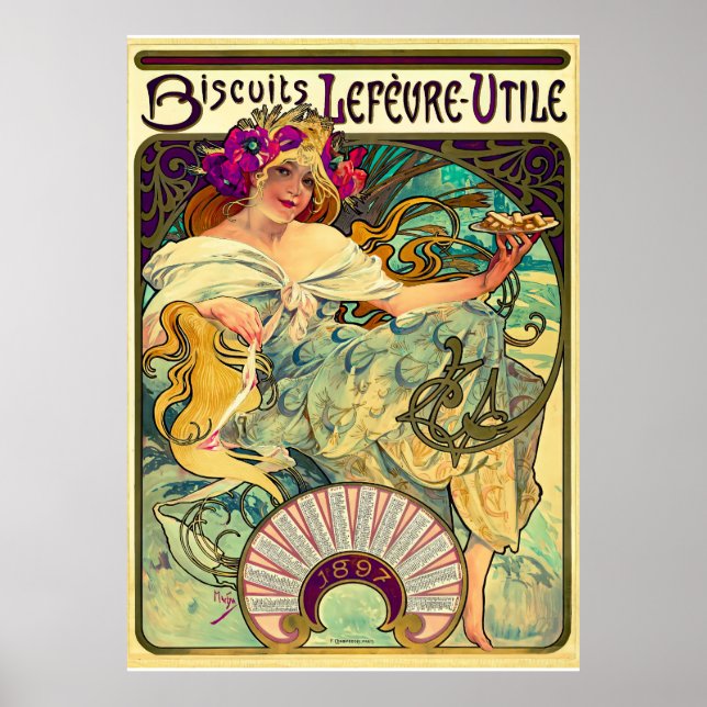 Biscuits Lefevre-Utile by Alphonse Mucha (1896) Poster (Front)