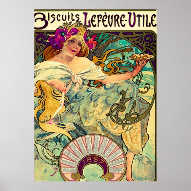 Biscuits Lefevre-Utile by Alphonse Mucha (1896) Poster (Front)