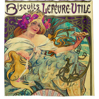 Biscuits Lefevre-Utile by Alphonse Mucha (1896) Shower Curtain