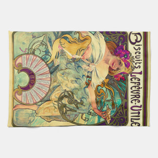 Biscuits Lefevre-Utile by Alphonse Mucha (1896) Tea Towel