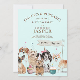 Biscuits & Pup Cakes Dog Birthday Party Invitation