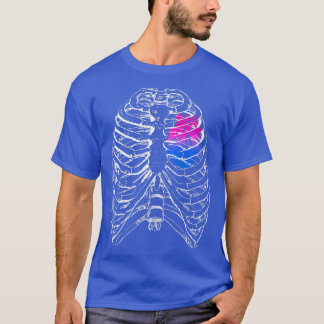 Biseual Anatomical Heart Ribcage Bi Pride Colors H T-Shirt