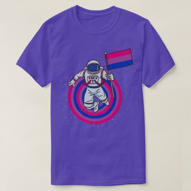 Biseual Astronaut With Biseual Pride Flag  T-Shirt (Design Front)