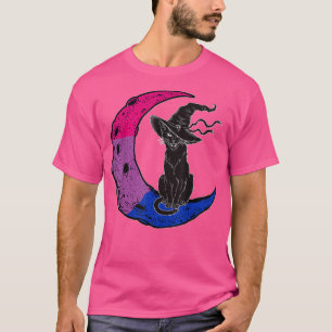 Biseual Moon Space Cat Witch Pride Halloween 572 T-Shirt