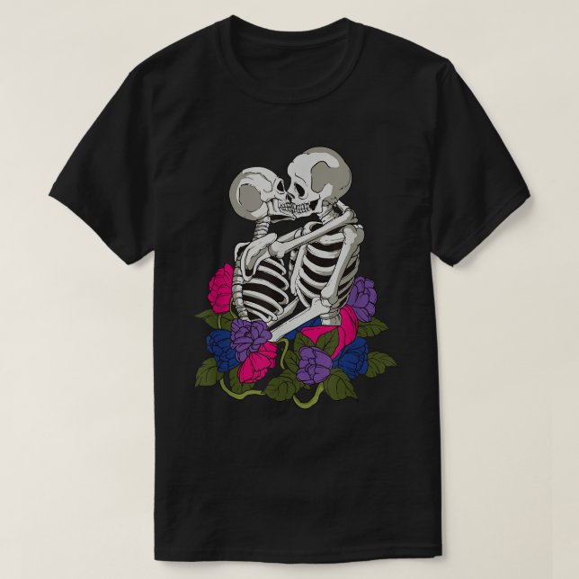 Biseual Skeleton Bi Pride Flag Colour LGBTQ Queer  T-Shirt (Design Front)