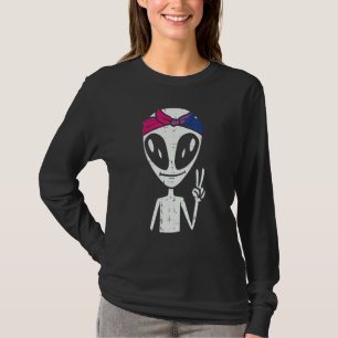 Bisexual Alien Peace Bi Pride Flag Lgbtq Women Gir T-Shirt