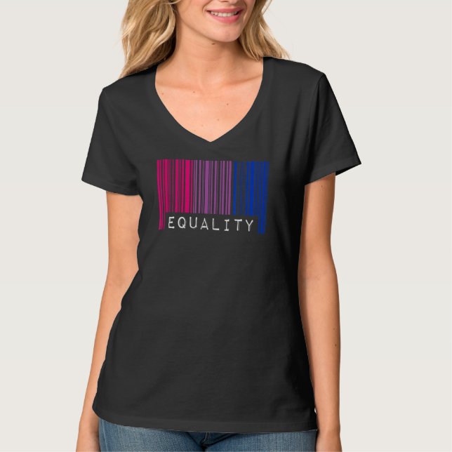 Bisexual Barcode Pride Equality Queer Aesthetic Lg T-Shirt (Front)