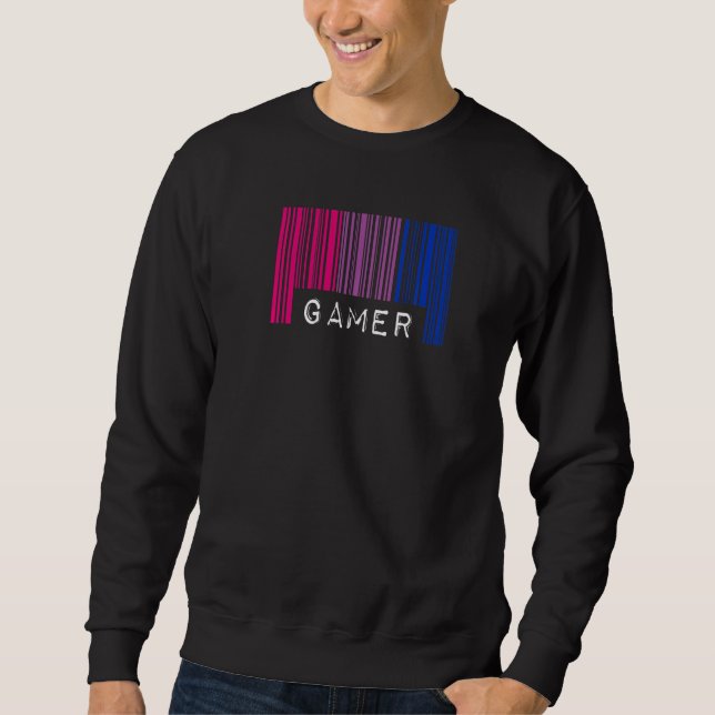 Bisexual Barcode Pride Gamer Nerd Queer Aesthetic  Sweatshirt (Front)