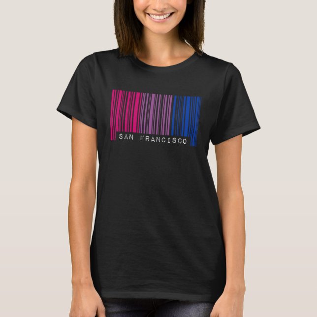 Bisexual Barcode Pride San Francisco California Qu T-Shirt (Front)