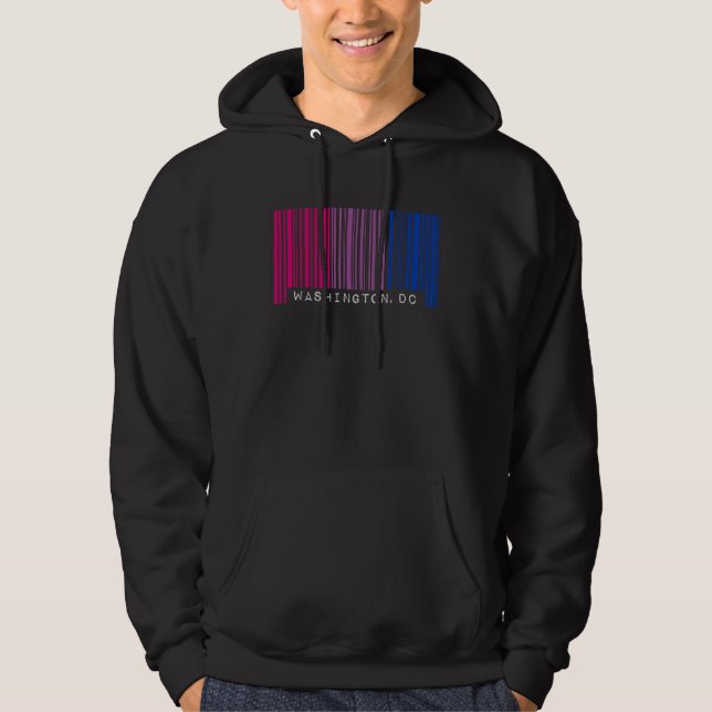 Bisexual Barcode Pride Washington DC Queer Aesthet Hoodie (Front)