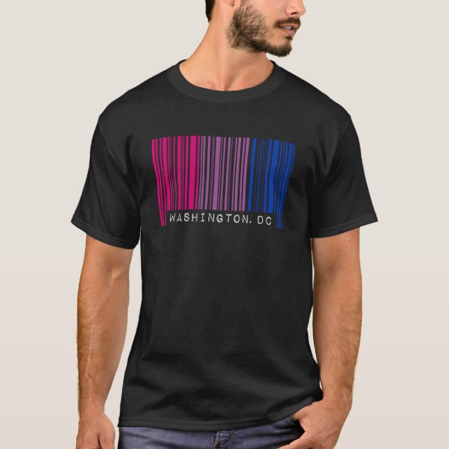 Bisexual Barcode Pride Washington DC Queer Aesthet T-Shirt (Front)