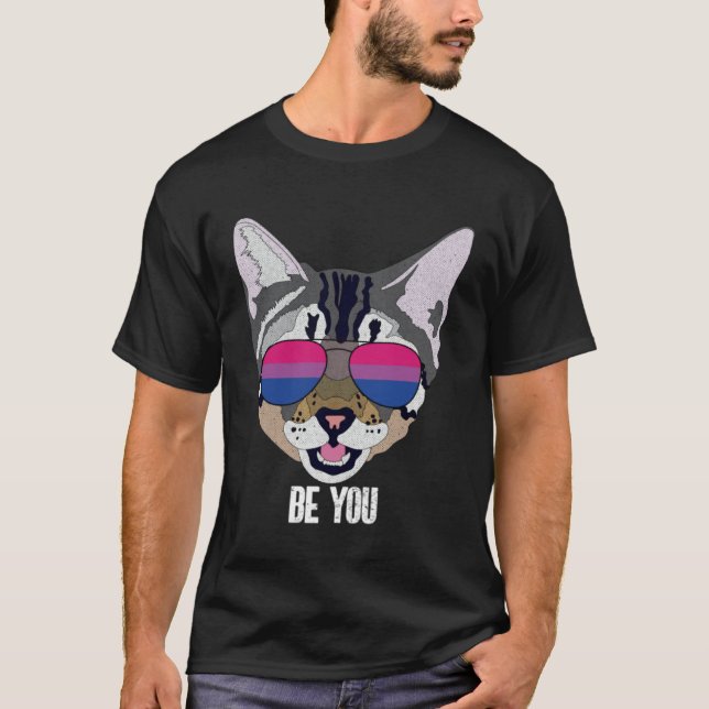 Bisexual Be You Bi Pride Cat T-Shirt (Front)