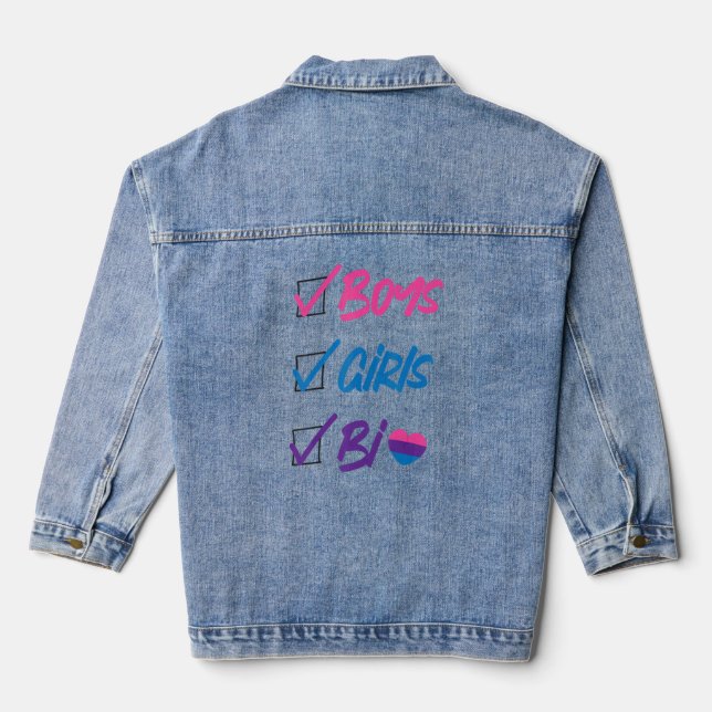 Bisexual Bi Pride Flag Boys Girls Bi 2  Denim Jacket (Back)