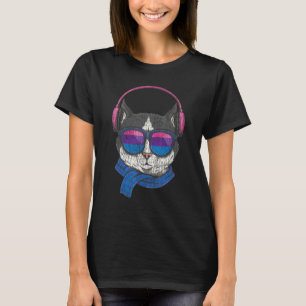 Bisexual Bi Pride Flag Cat Vintage Sun Glasses 1 T-Shirt