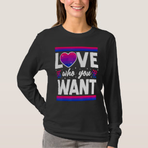 Bisexual Bi Pride Flag Heart Love Who You Want T-Shirt