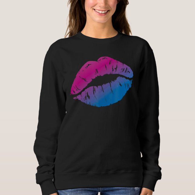 Bisexual Bi Pride Flag Kiss Mouth 1 Sweatshirt (Front)