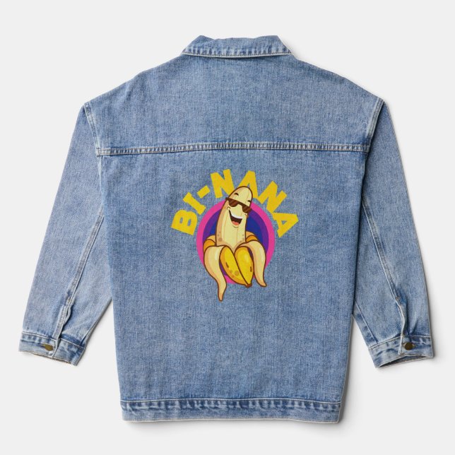 Bisexual Bi Pride Flag Pun Banana Bi Nana    Denim Jacket (Back)