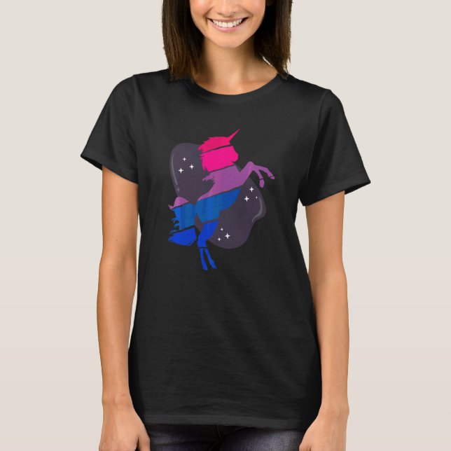 Bisexual Bi Pride Flag Unicorn   T-Shirt (Front)