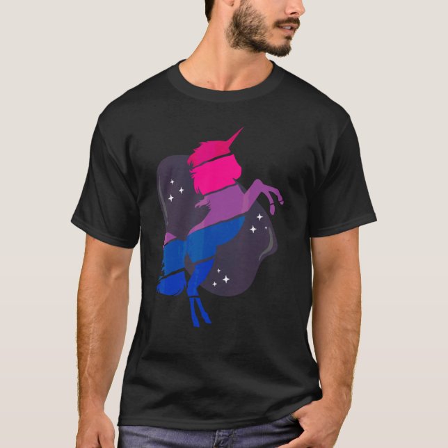 Bisexual Bi Pride Flag Unicorn T-Shirt (Front)