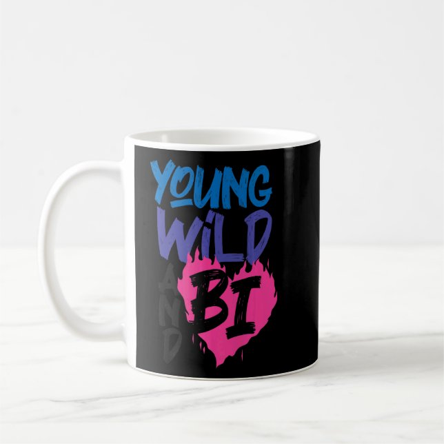 Bisexual Bi Pride Flag Young Wild And Bi    Coffee Mug (Left)