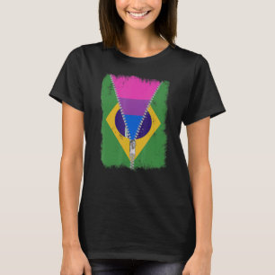 Bisexual Brazil Flag Zip Brazilian Lgbt Pride T-Shirt