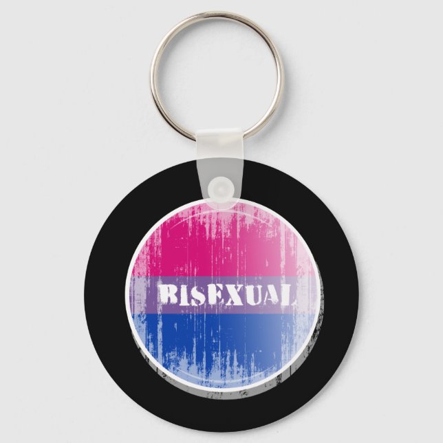 Bisexual Button distressed.png Key Ring (Front)