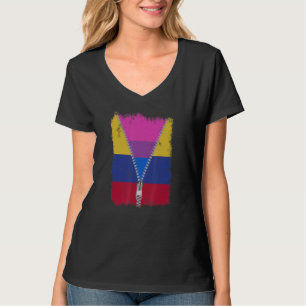 Bisexual Colombia Flag Zip Colombian Lgbt Pride T-Shirt