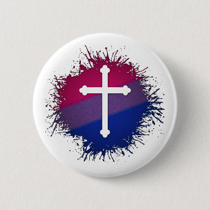 Bisexual Cross 6 Cm Round Badge