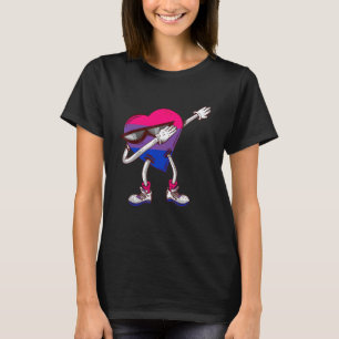 Bisexual Dabbing Heart LGBTQ Bisexual Flag Bisexua T-Shirt