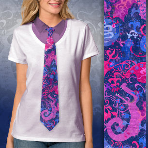 Bisexual Dragon Damask - Bi Pride Flag Colors Tie