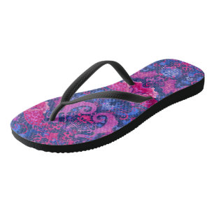 Bisexual Dragon Damask - Bi Pride Flag Colours Flip Flops