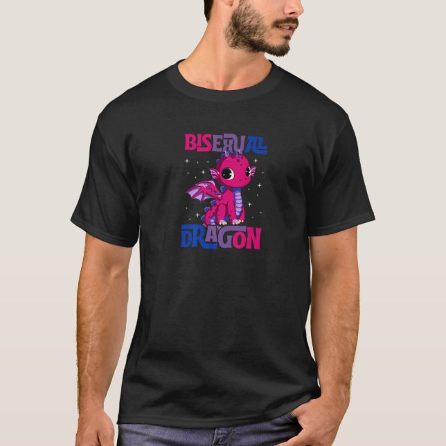 Bisexual Dragon Funny Cute Majestic Bi Pride Flag T-Shirt (Front)