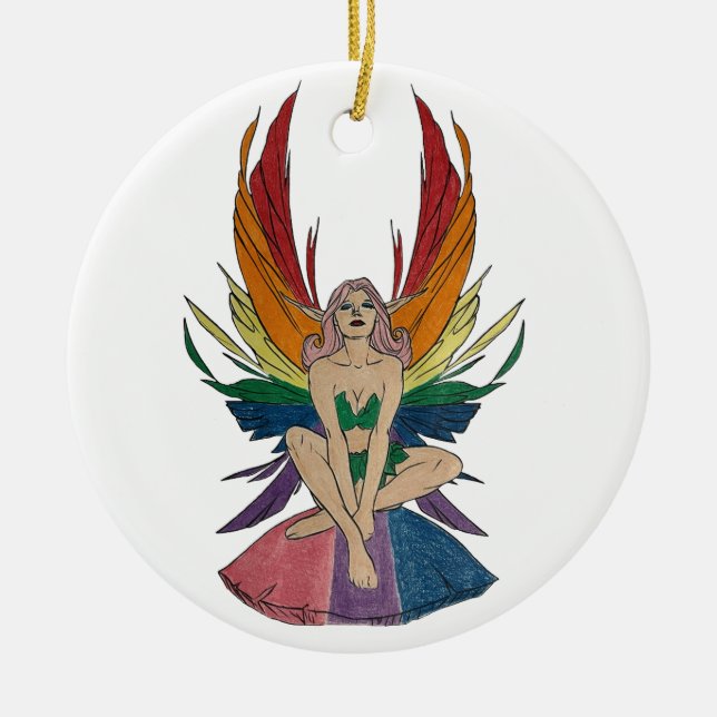Bisexual Faerie Ceramic Tree Decoration (Front)