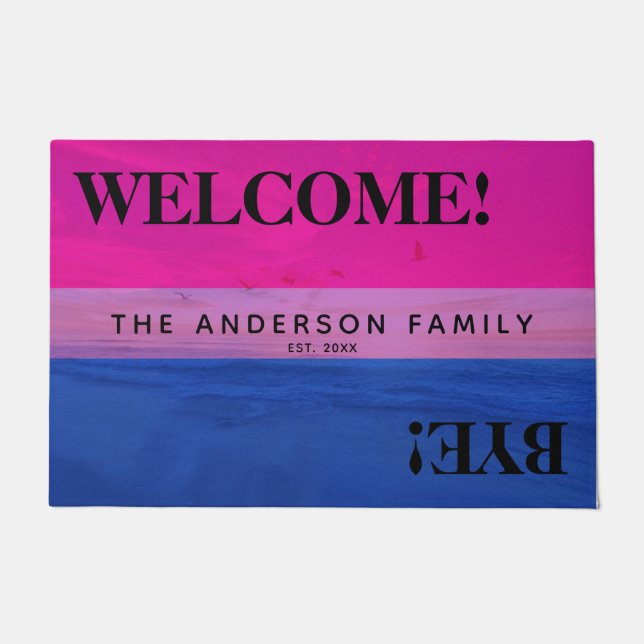 Bisexual Flag Beach Personalised Welcome Doormat (Front)