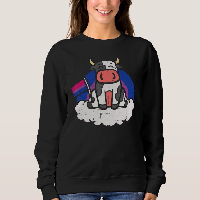 Bisexual Flag Cow Lgbt Bi Pride Stuff Farmer Anima Sweatshirt (Front)