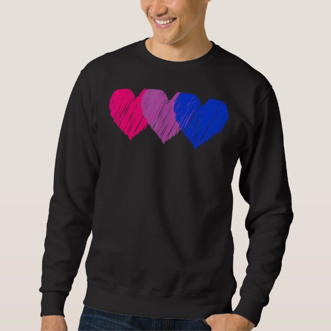 Bisexual Flag Hearts Love  Lgbt Bi Pride Sweatshirt (Front)