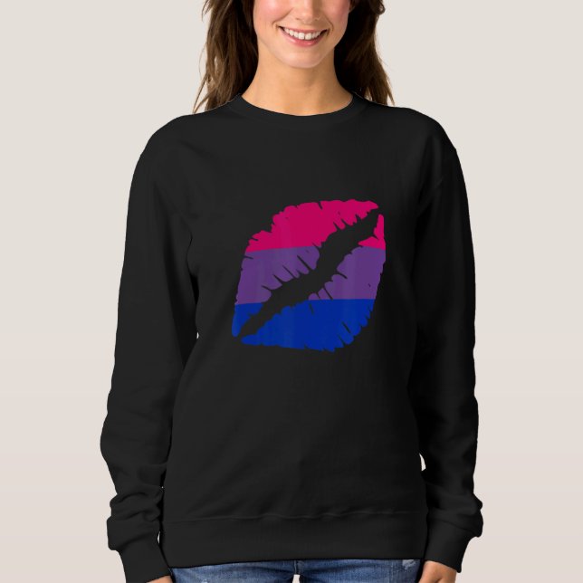 Bisexual Flag Lips LGBTQ Bisexual Pride Bi Pride B Sweatshirt (Front)