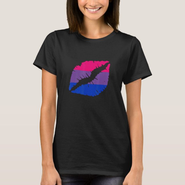 Bisexual Flag Lips LGBTQ Bisexual Pride Bi Pride B T-Shirt (Front)