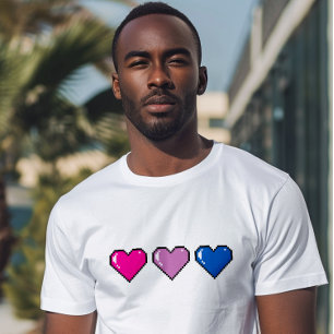Bisexual Flag Pixel Heart T-Shirt