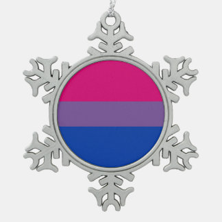 Bisexual flag snowflake pewter christmas ornament