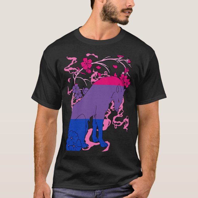Bisexual Fox Flower Bi Pride Bisexuality LGBTQ Bis T-Shirt (Front)